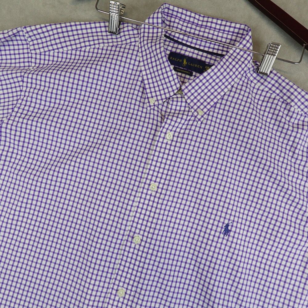 Ralph Lauren Shirt Performance Button Down Mens Size 2XB Big Check Long Sleeves